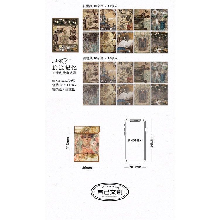 ENWEI 30 Pcs [Medieval Story Series] Vintage Journal Material Paper ...