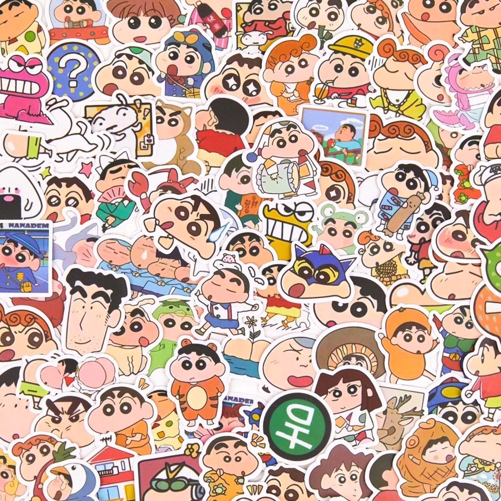 100 Sheets Crayon Shin-Chan Stickers Cartoon Anime Cute Decorative ...