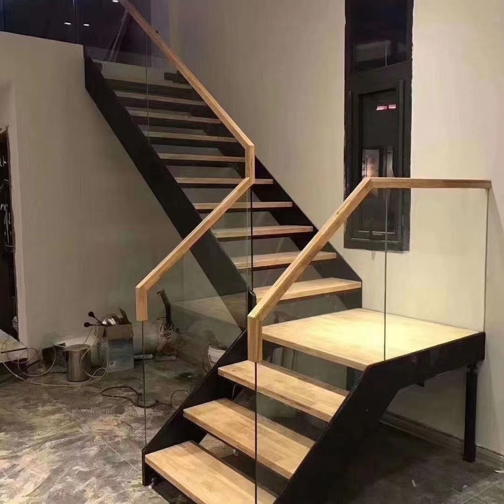 Duplex Loft Stairs Simple Steel-Wood Stairs Pavilion Custom Double Beam ...