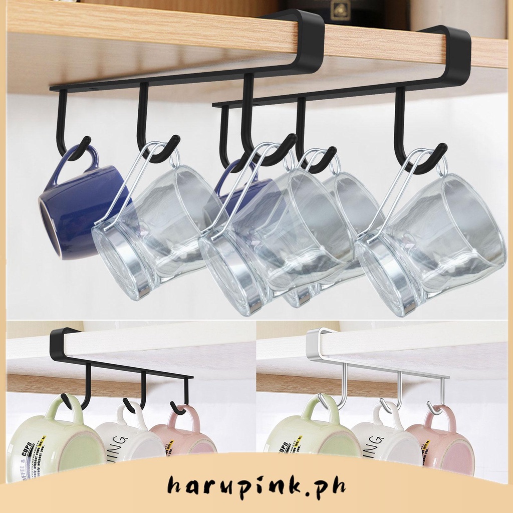 2Pcs Mug Rack Under Coffee Mug Holder with 3 Hooks Cup Display