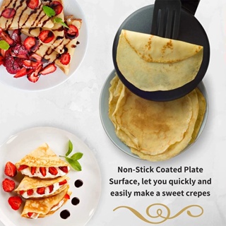 12 Griddle & Crepe Maker, Non-Stick Electric Crepe Pan w Batter Spreader &  Recipe Guide- Dual Use for Blintzes Eggs Pancakes, Portable, Adjustable