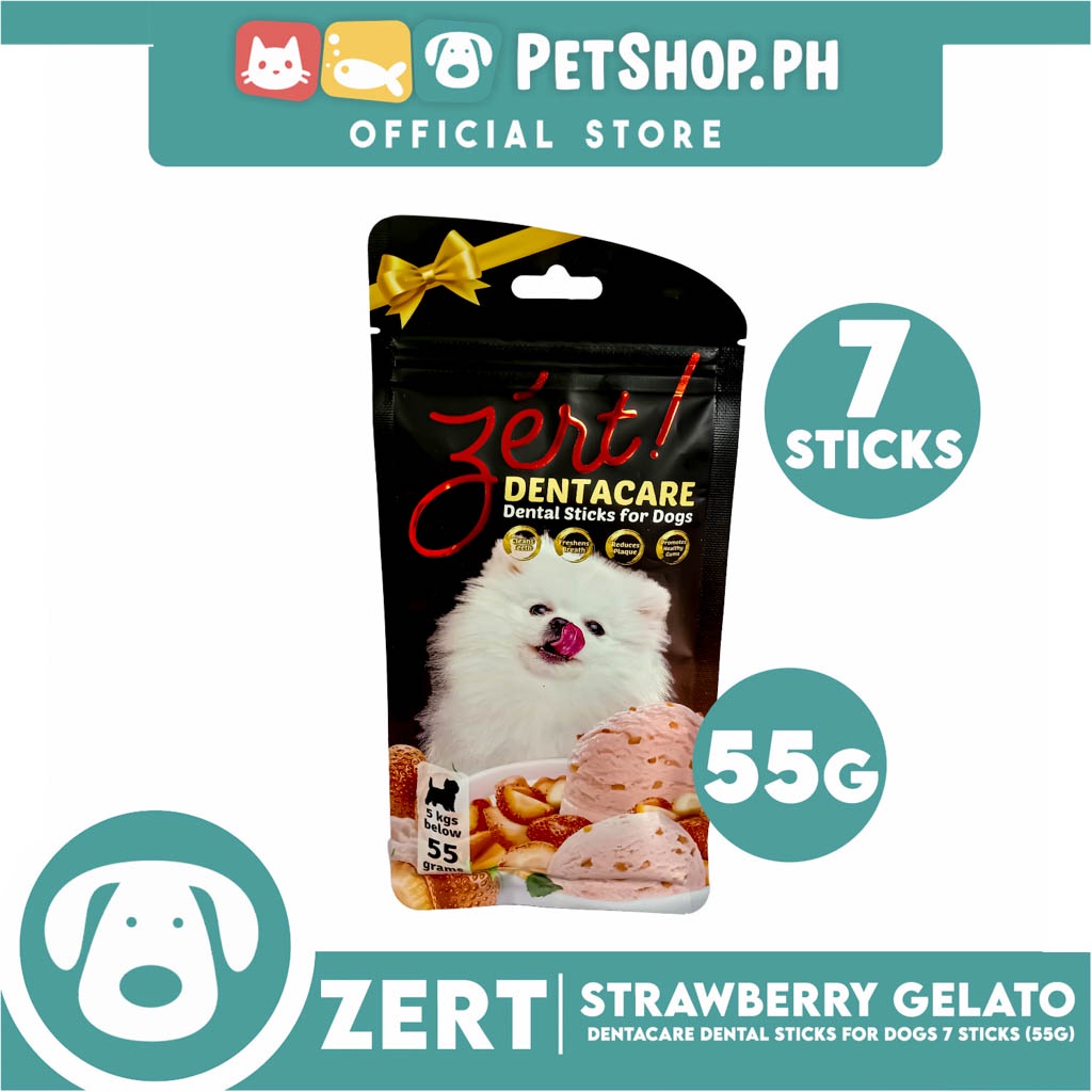 Zert Denta Care Strawberry Gelato Dental Sticks for Dogs 55g | Shopee ...