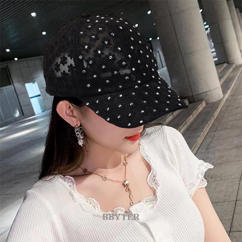 BBYTER Trendy Elegant Sun-Proof Hollow Peaked Cap/ Mesh Floral ...