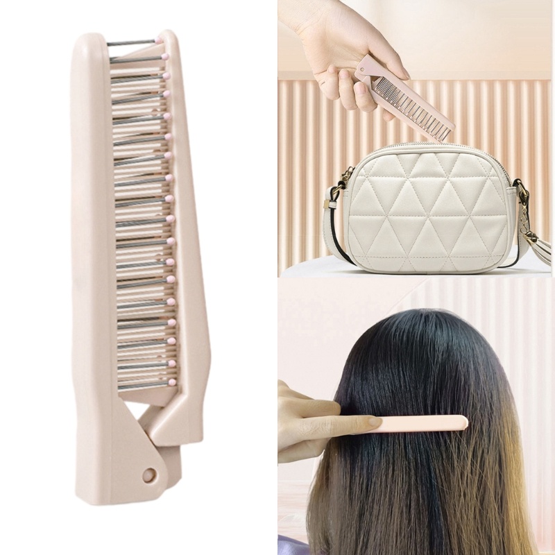 Skyxu Folding Hair Comb Travel Hair Straightening Comb Portable Double ...