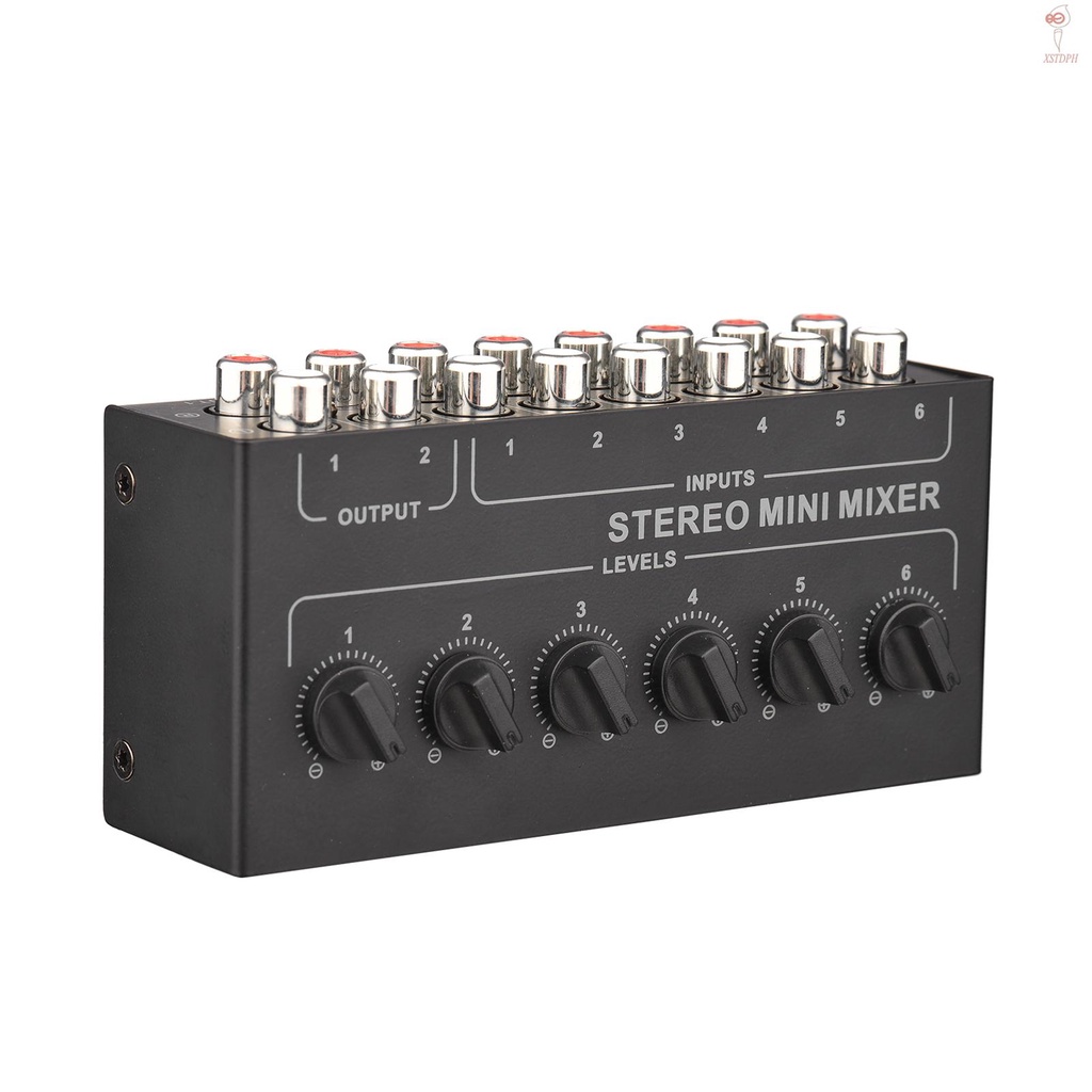 Mini Stereo 6 Channel Passive Mixer RCA Portable Audio Mixer 6 In 2 Out ...
