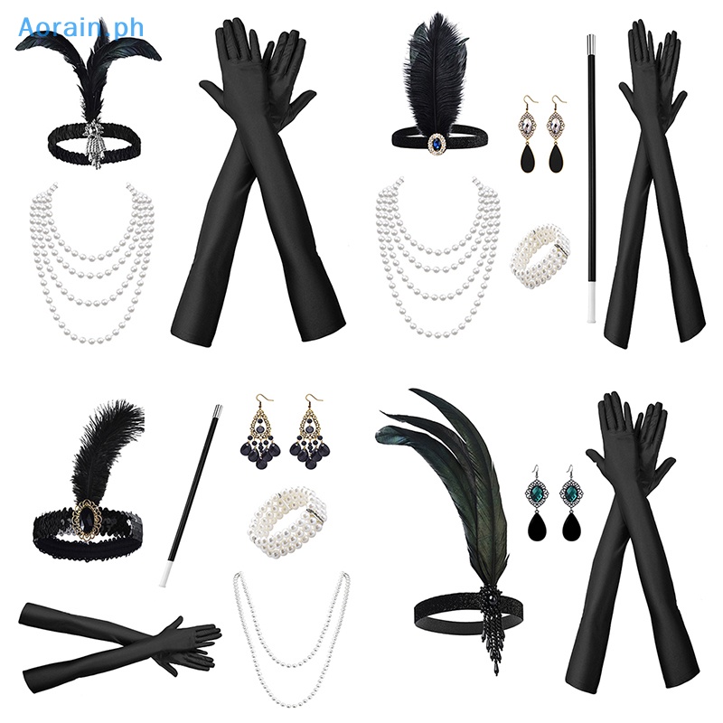 # Halloween Mask # 1Set 1920's Flapper Cosplay Costume Feather Headband ...