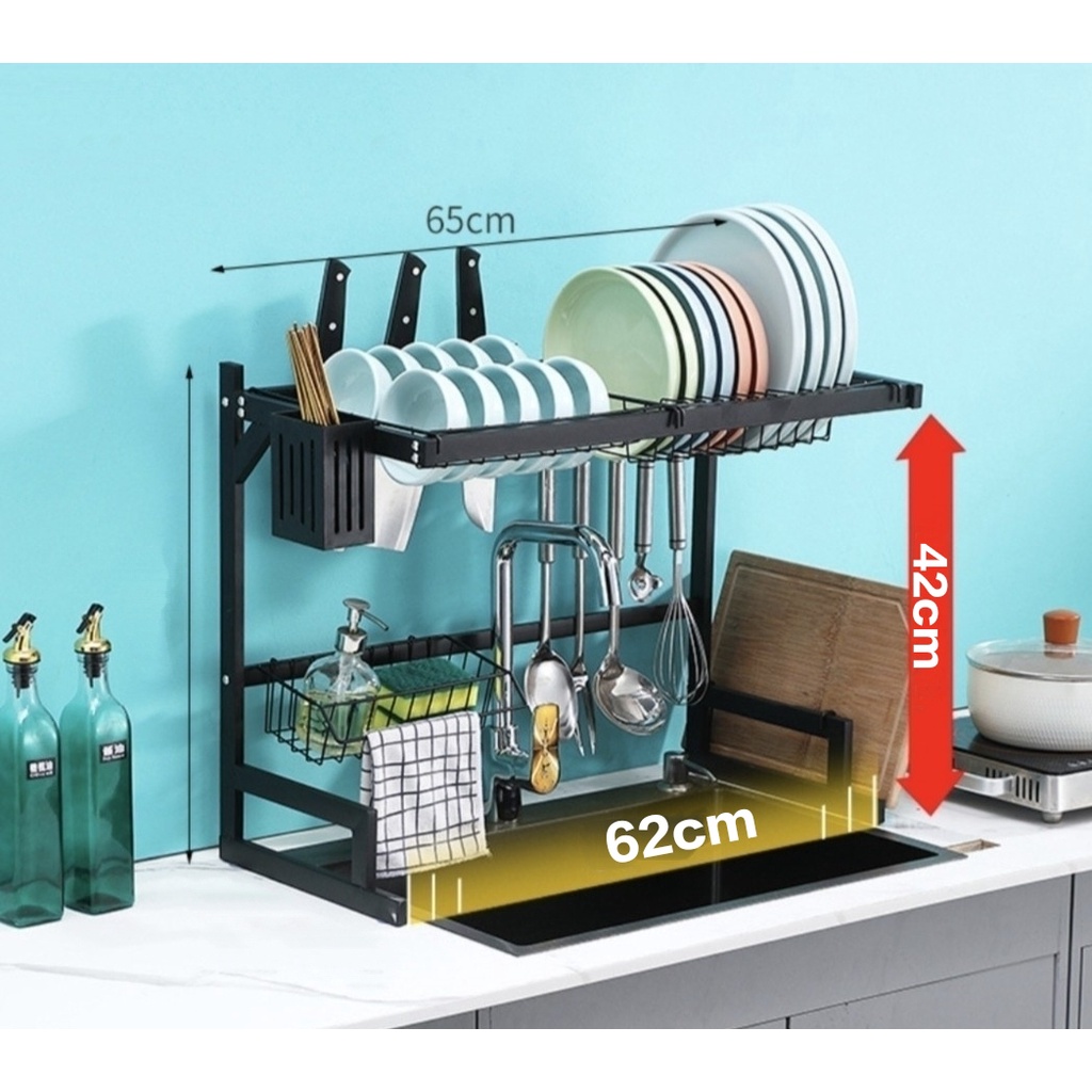 65cm Kitchen Sink Dish Rack Countertop Drainage Rack Space Saver Over
