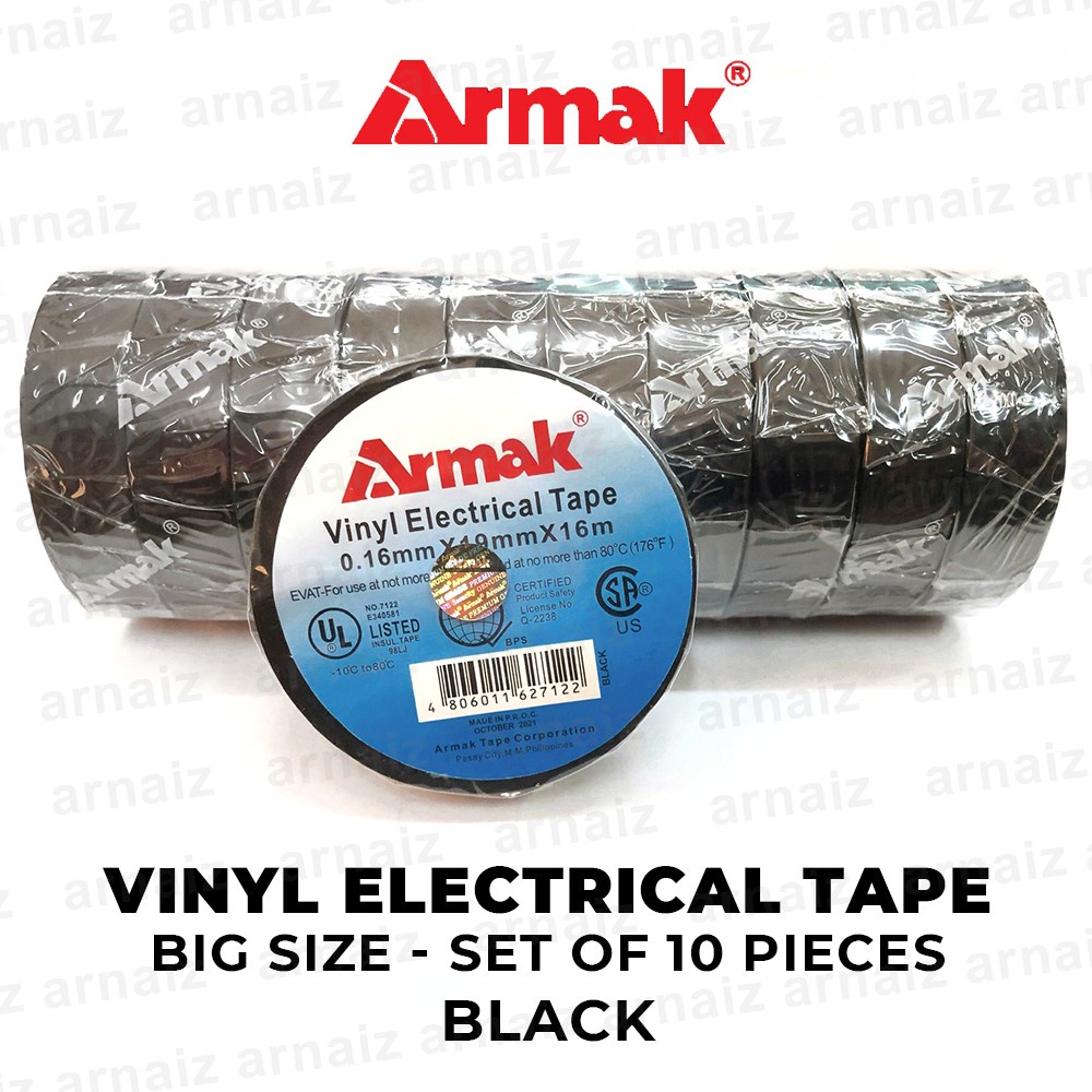 Armak Electrical Tape (10pcs) BIG Size 16m Vinyl Electrical Tape 0.16mm ...