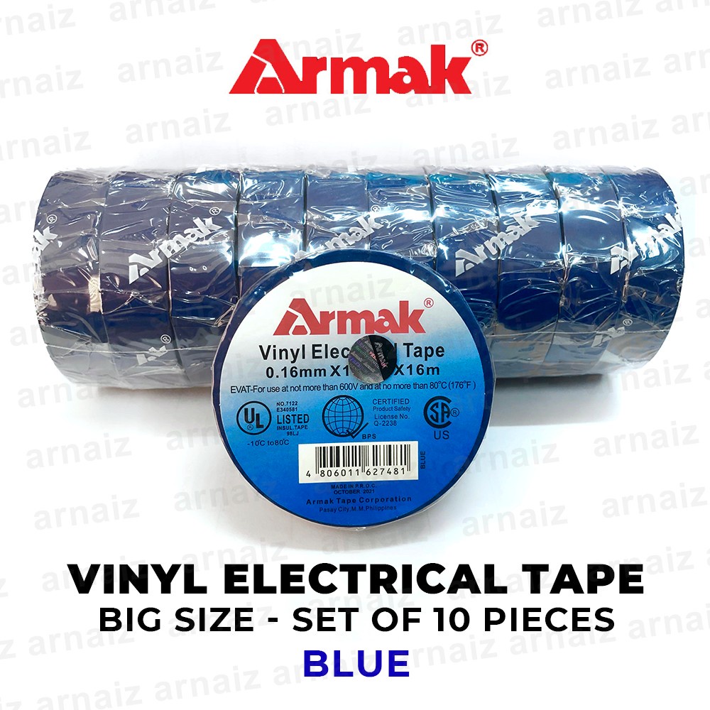 Armak Electrical Tape (10pcs) BIG Size 16m Vinyl Electrical Tape 0.16mm ...