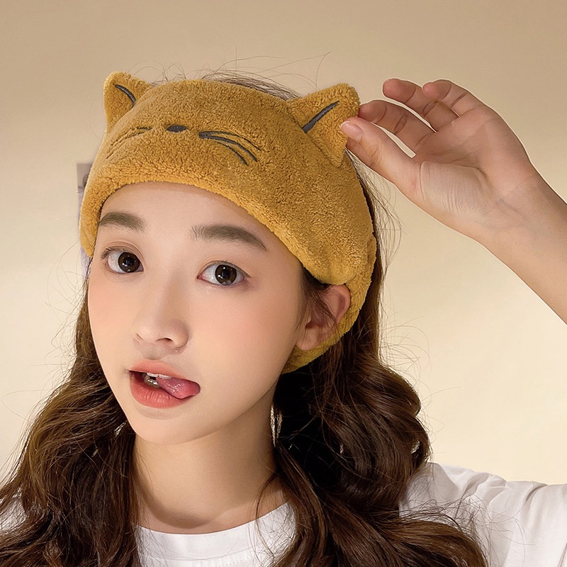 Japanese and Korean cute face wash headband turban cat ears turban