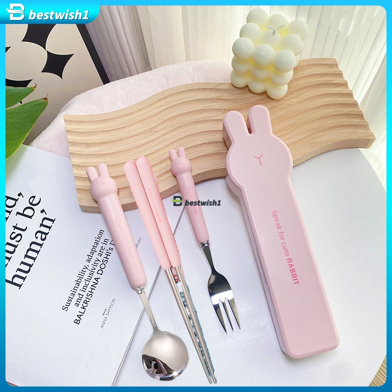 PINK Miffy Rabbit Cartoon 4-piece Cutleries Set 304 Stainless Steel ...