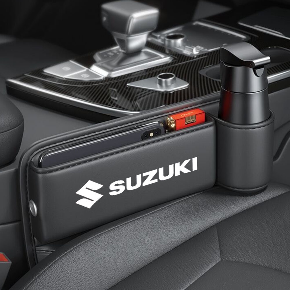 Premium Car Seat Organizer Textured Leather Front Seat Storage Bag With