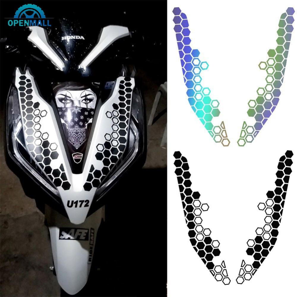 OM 2Pcs 39x9cm Motorcycle Honeycomb Bee Vinyl Sticker For Motor Front ...