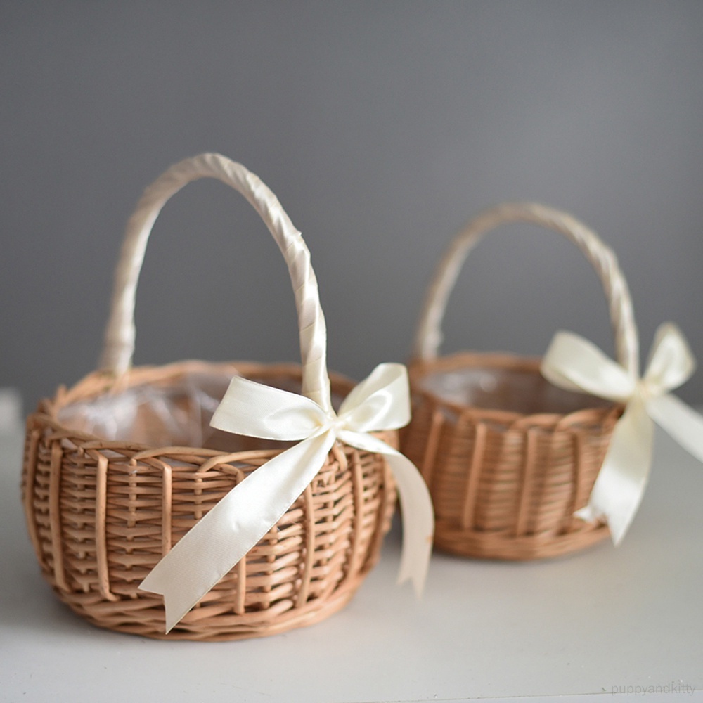 Handwoven Wicker Rattan Flower Basket Wicker Picnic Basket Boho Flower ...