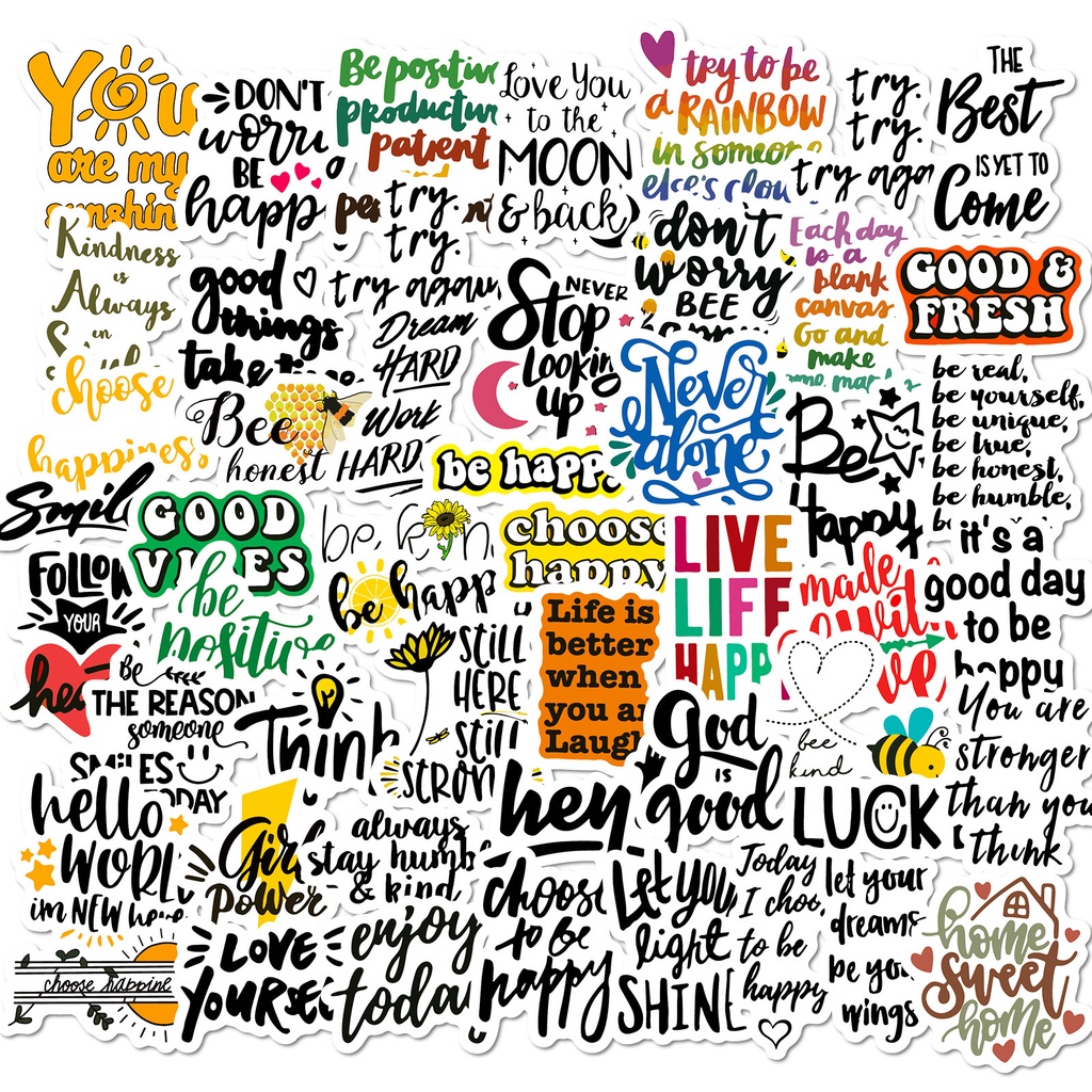 50Pcs/Set Classical Healing English Words Encouraging Words Sticker DIY ...