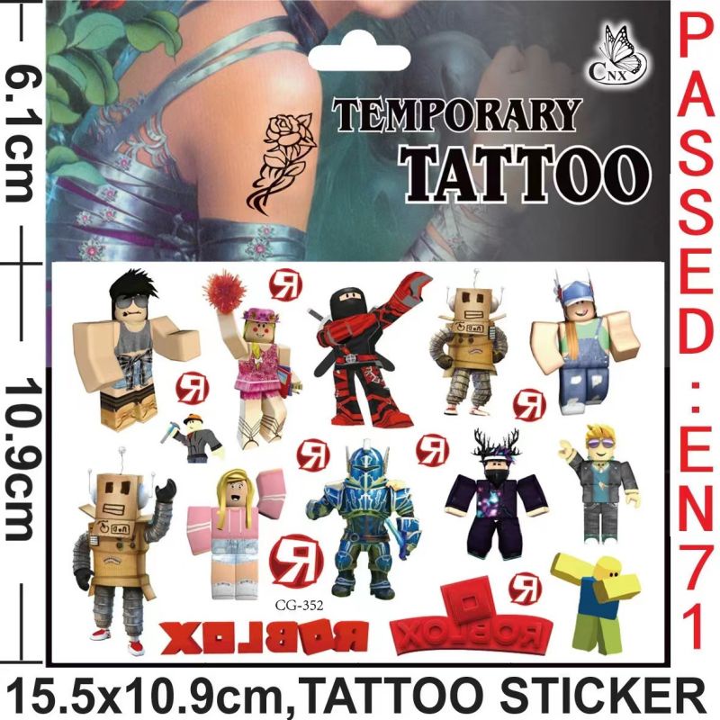Roblox Tattoo Stickers Waterproof Robot Sticker Funny Cartoon Kids Boy ...
