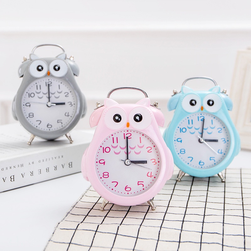 J0922 Creative Cartoon Owl Alarm Clock Color Digital Clock Alarm Clock