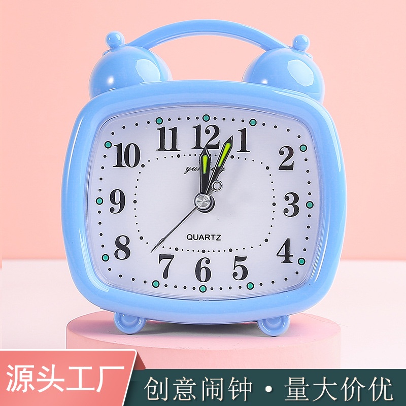Square Alarm Clock Children Cartoon Clock Bedside Simple Bedroom Small
