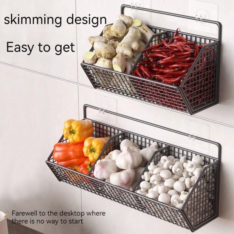 Multi-functional Wall Mounted Kitchen Storage Rack with 1/2/3 Grids for ...