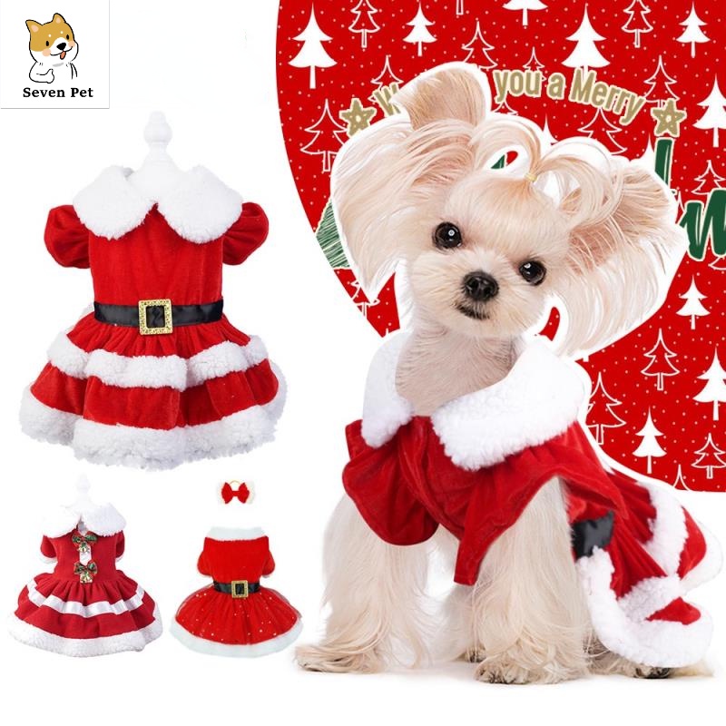 Sevenpet Dog Christmas Dress Puppy Clothes for Shih Tzu Santa Claus Cat