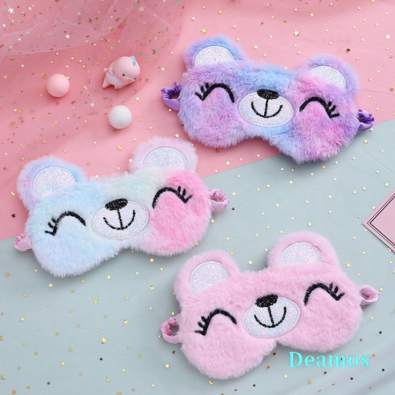 Deamos 3D Cute Sleeping Mask Plush Children Eye Cover Bands Relax Soft