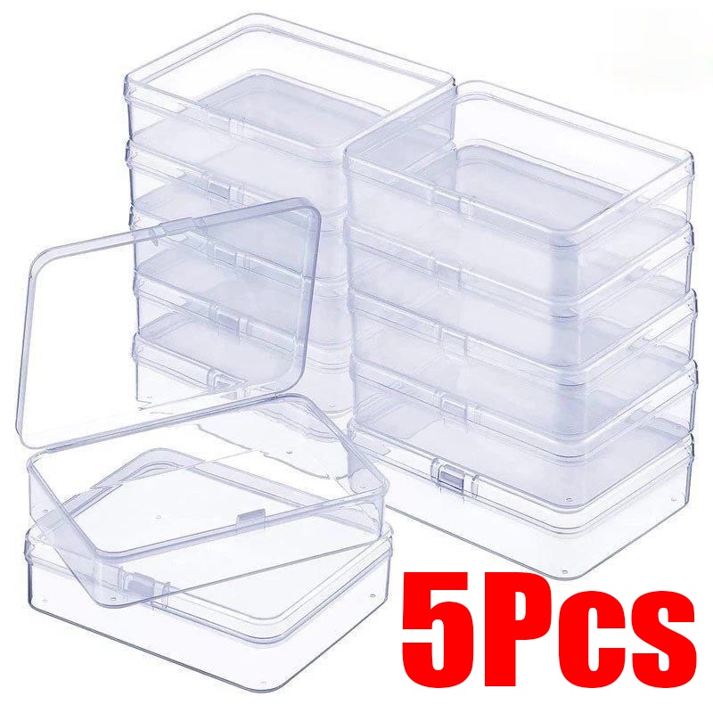 5Pcs Plastic Snap Type Jewelry Storage Boxes/Portable Travel Rectangle ...