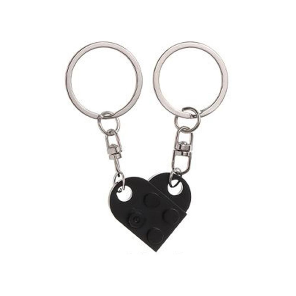 1pair Love Heart Key Ring Cute Key Buckle Building Block Keychains Separable Jewelry Ts