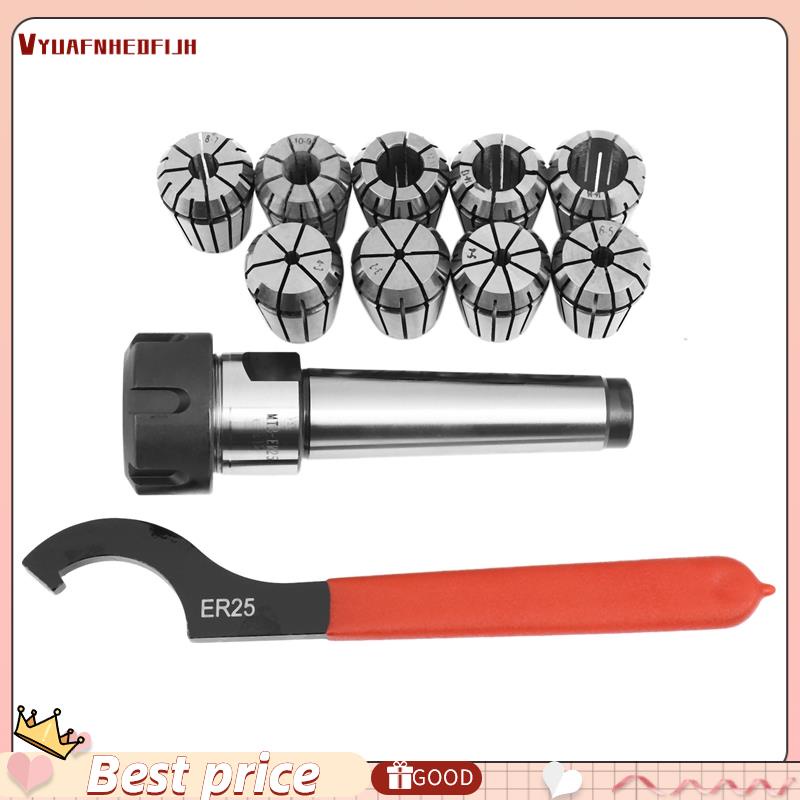 【vyuafnhedfijh】9Pcs Er25 Spring Collets+1Pcs Mt3 M12 Er25 Collet Chuck ...