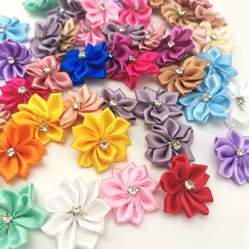 (50pcs/pack)25mm Width Mixed Color Ribbon Rhinestone Flower Clothing