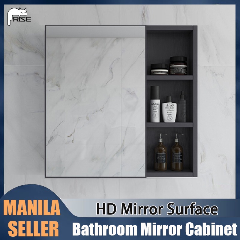 RISE Bathroom Mirror Cabinet Space Aluminum Mirror Cabinet Toilet Wall ...