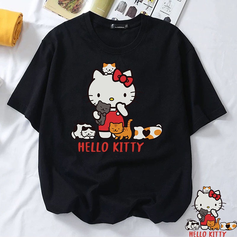 Sanrio Hello Kitty Dark Style Graffiti T-shirt Y2k Harajuku