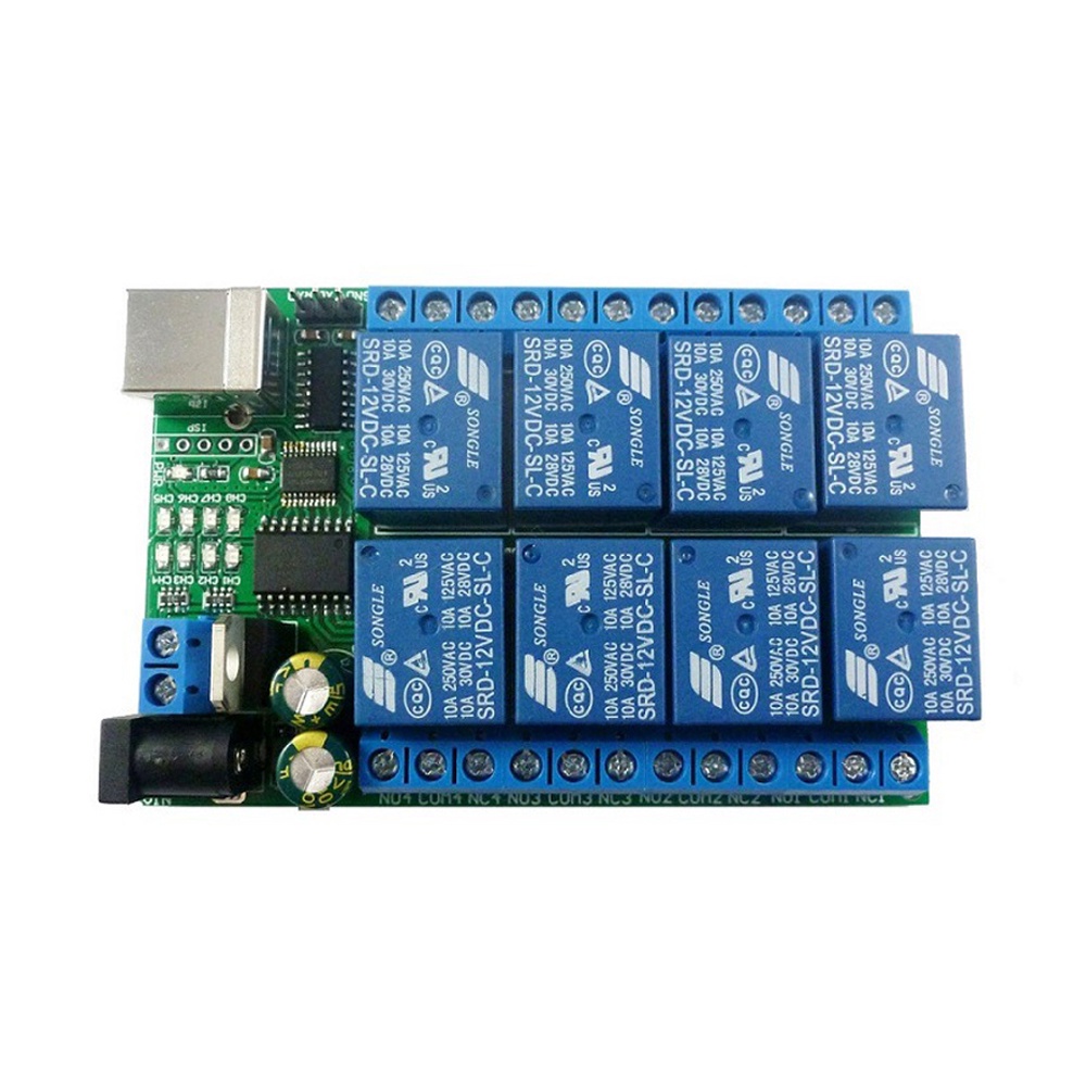 Scheda Relè 2 Canali DC 12V Con Controllo RS232 E USB – Telecomando Da PC E Porte Seriali