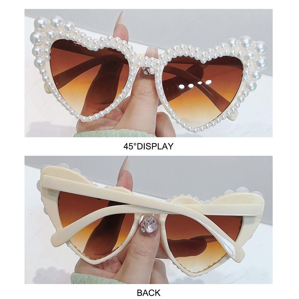 ROSEGOODS1 Imitation Pearl Frame Sunglasses UV400 90s Cat Eye Eyewear Trendy Y2K Heart shaped Beach Party Sun Glasses for Women Men Shopee Philippines