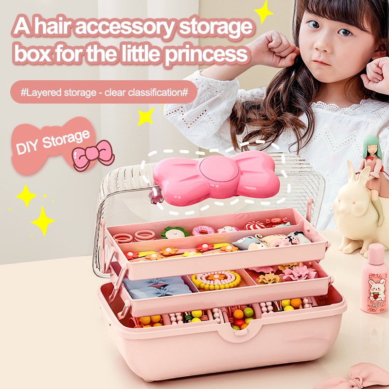 Practical Hair Accessory Storage Box 3layer Organizer Children's Hair Clip Storage Box Shopee