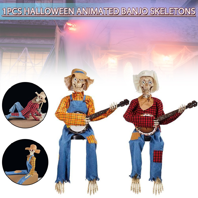 Funny Animated Dueling Banjo Skeletons for Halloween Decor Stylish