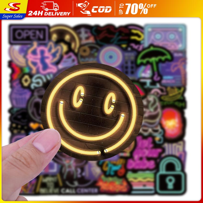 【SuperSales】100Pcs Luggage Neon Light Sticker Anime DIY Graffiti