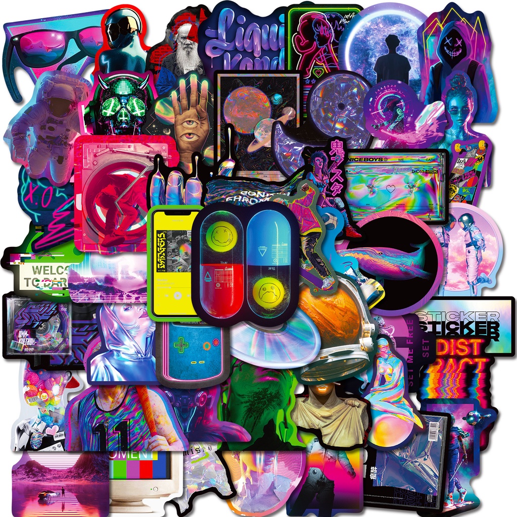 50 laser graffiti stickers Amazon holographic dazzling laser punk ...