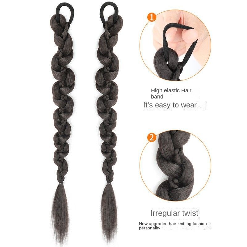 Wig Braid Female Natural Irregular Double Ponytail Fashion Age-Reducing ...