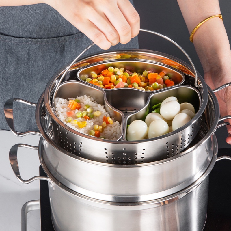 304 Stainless Steel Fan-shaped Steamer Box Separated Steamer Tray ...