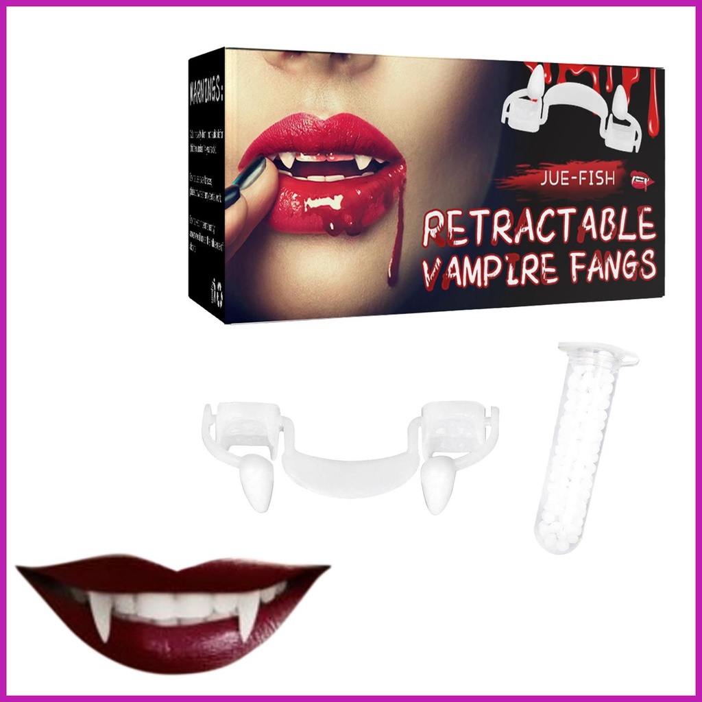 Vampire Fangs Teeth with Adhesive Vampire Fake Teeth Braces Kit for Dentures Costume DIY