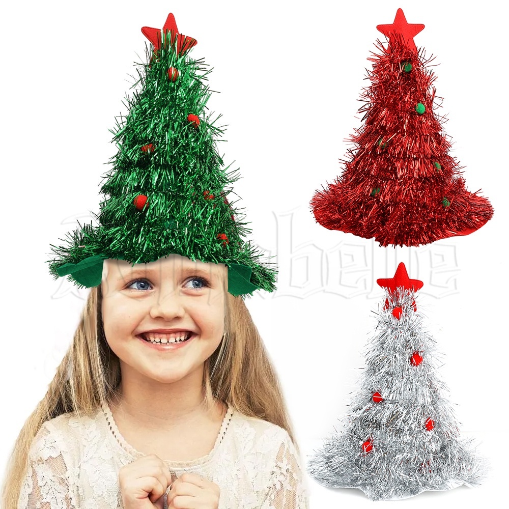 Non-Woven Fabric Shiny Rain Silk Christmas Tree Hat / Tinsel Christmas ...