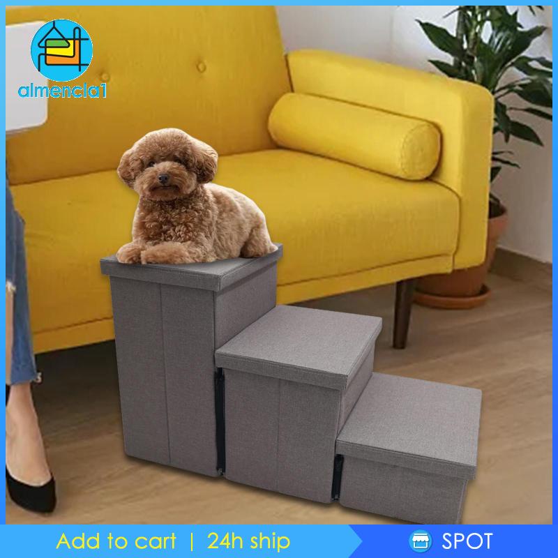 [Almencla1] Foldable Pet Stairs Storage Compartments with Toy Storage