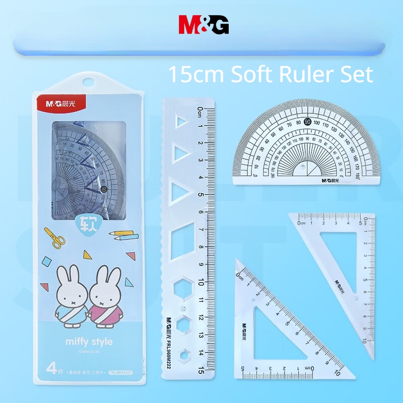 M&G Miffy Soft Ruler Set MultiFunction Measuring Tool Triangular Plate