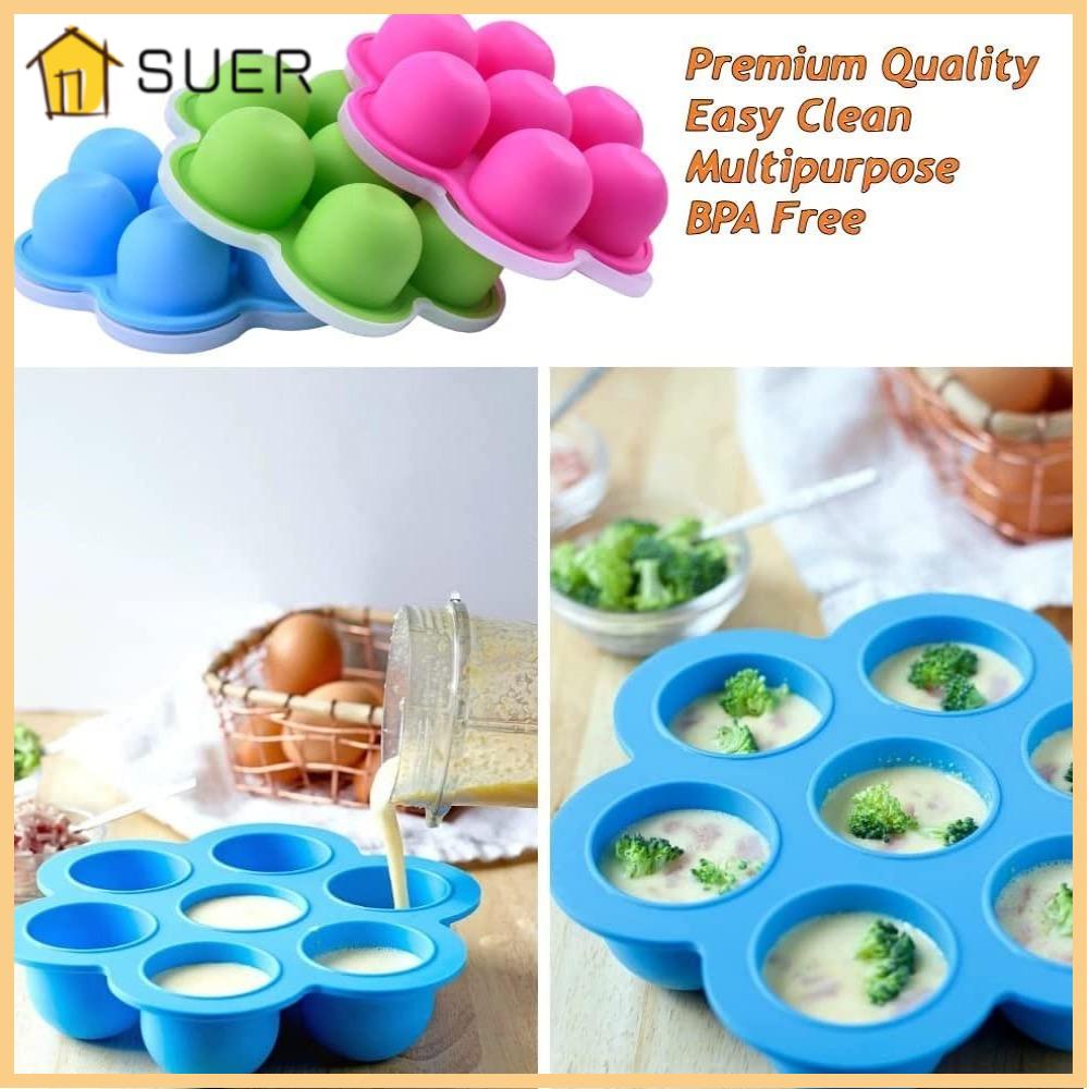SUER1EN 2 Pack Silicone Egg Bite Maker, Large Reusable Egg Bites Mold