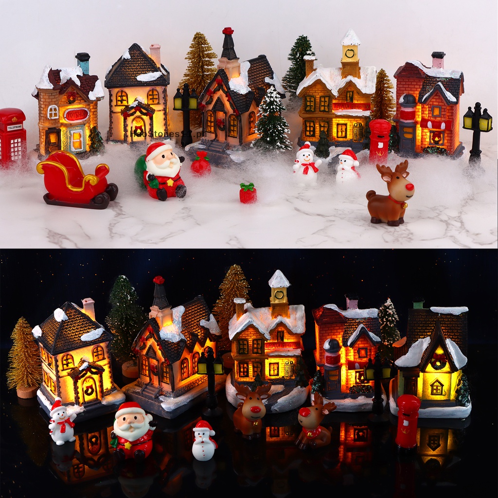 HaoStones 36Pcs Christmas Village Sets Christmas Miniature Figurines