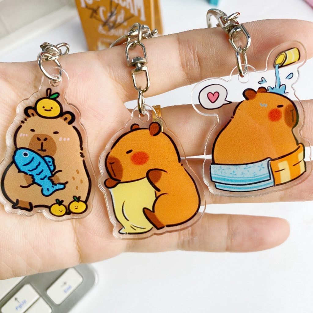 Cartoon lovely Capybara Keychain Pendant Simulation Capibara Anime Toy ...