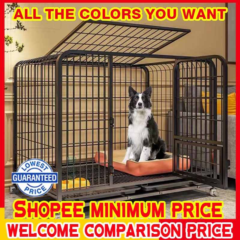 Square Tube Dog Cage Stainless Steel Dog Cage With Poop Tray Pet Cage