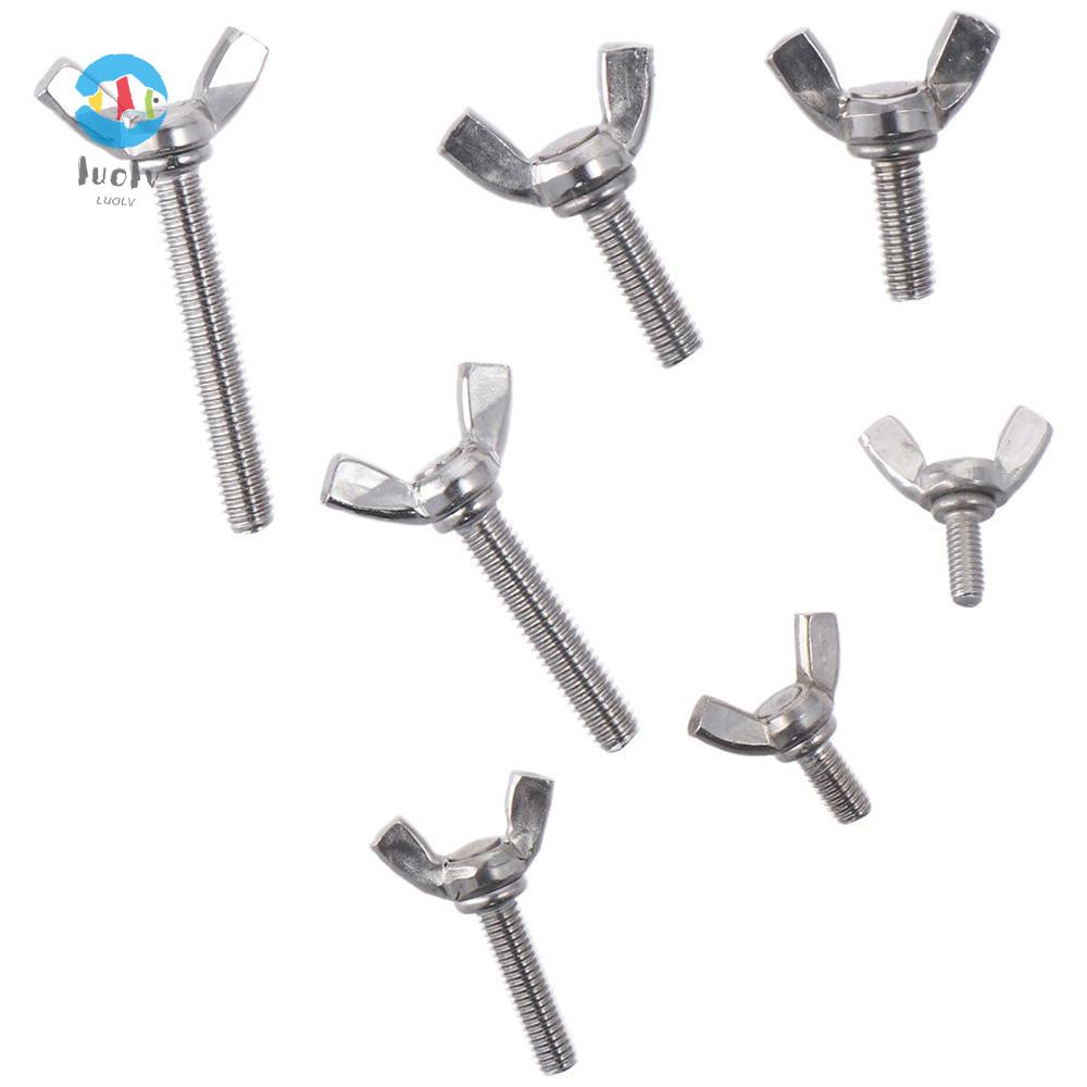 LUOLUVO 62Pcs Wing Nuts and Bolts, Stainless Steel 7 Sizes Wingnuts