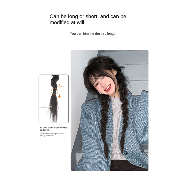 Wig Braid Female Natural Irregular Double Ponytail Fashion Age-Reducing ...