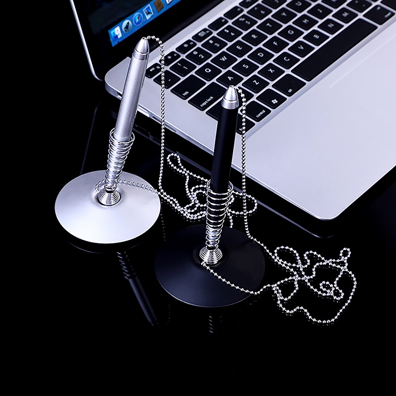 Yangel Classic Metal Ballpoint Pen Secure Chain Attached Base Stand